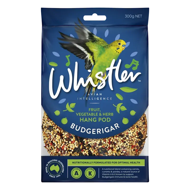 Whistler Budgie Pod Fruit Veg Herb Superfoods 300G 8Pk (Om8)