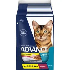 Advance Adult Cat Wet Food Chicken in Gravy 85g Pouches 12 Pack
