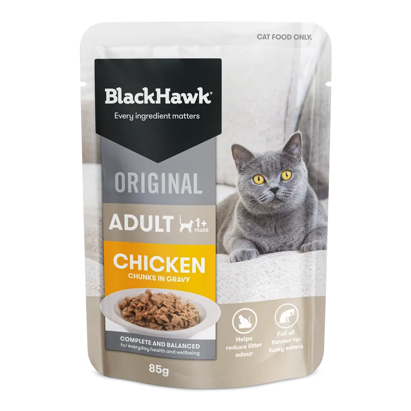 Black Hawk Original Adult Cat Chicken in Gravy Wet Food 85g x 12 Pack