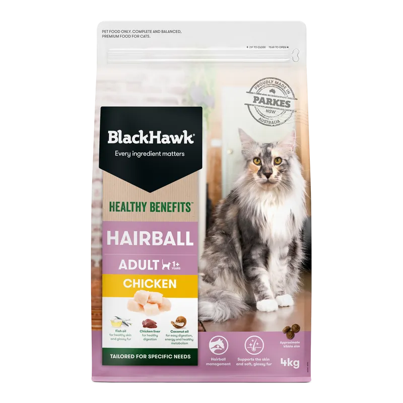 Black Hawk Cat Healthy Benefits Hairball Chkn 4Kg