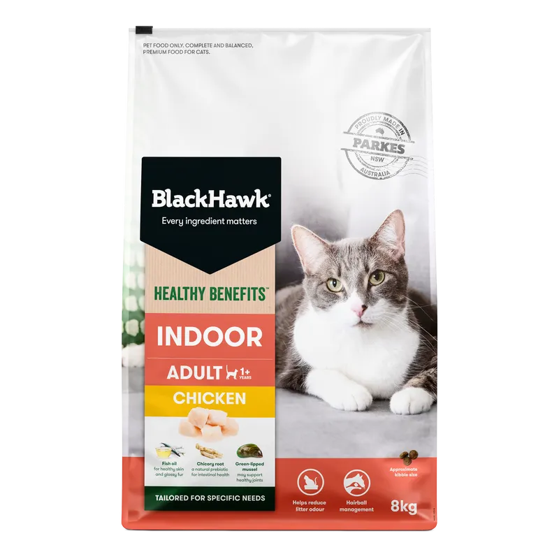 Black Hawk Cat Healthy Benefits Indoor Chkn 8Kg