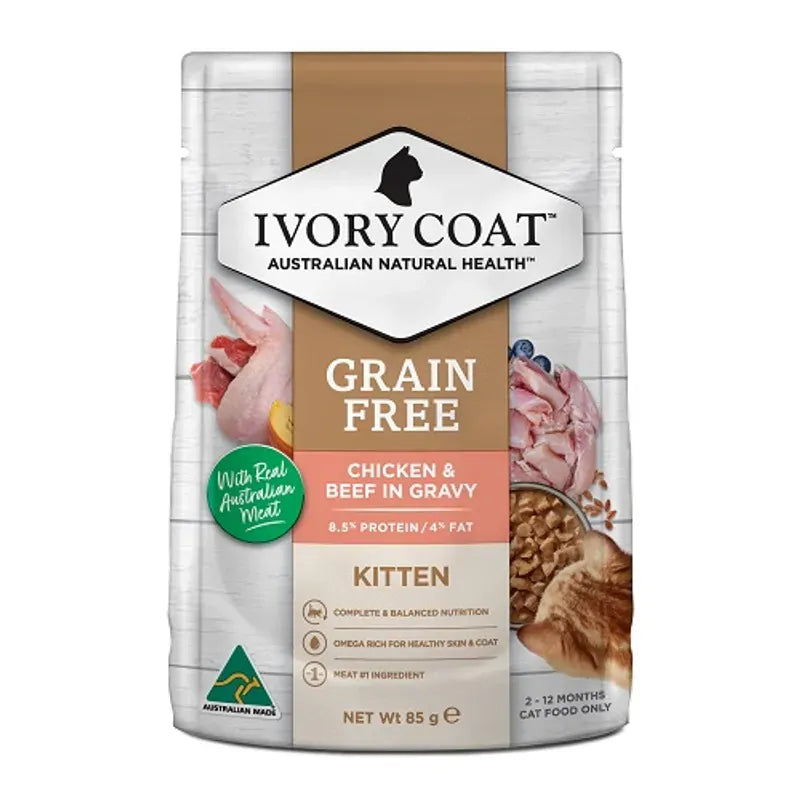 Ivory Coat Kitten Chicken With Beef 85G 12Pk (Om12)