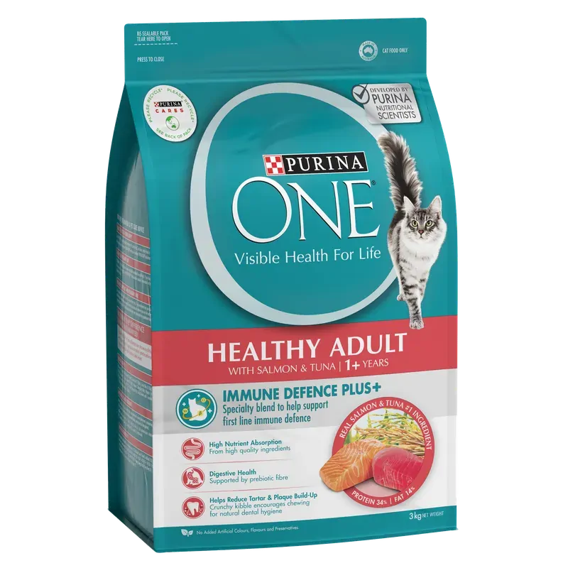 Purina One Cat Adult Dry Healthy Salmon & Tuna 3Kg