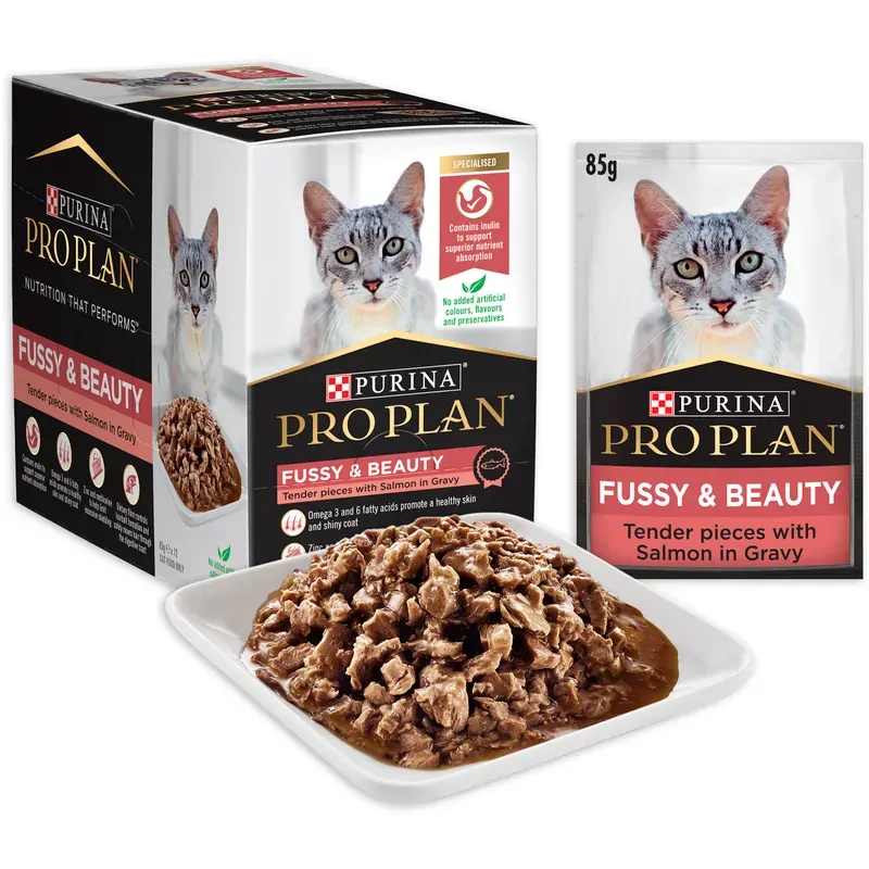 Pro Plan Adult Cat Fussy And Beauty Pouch 85G 12Pk(Om12)
