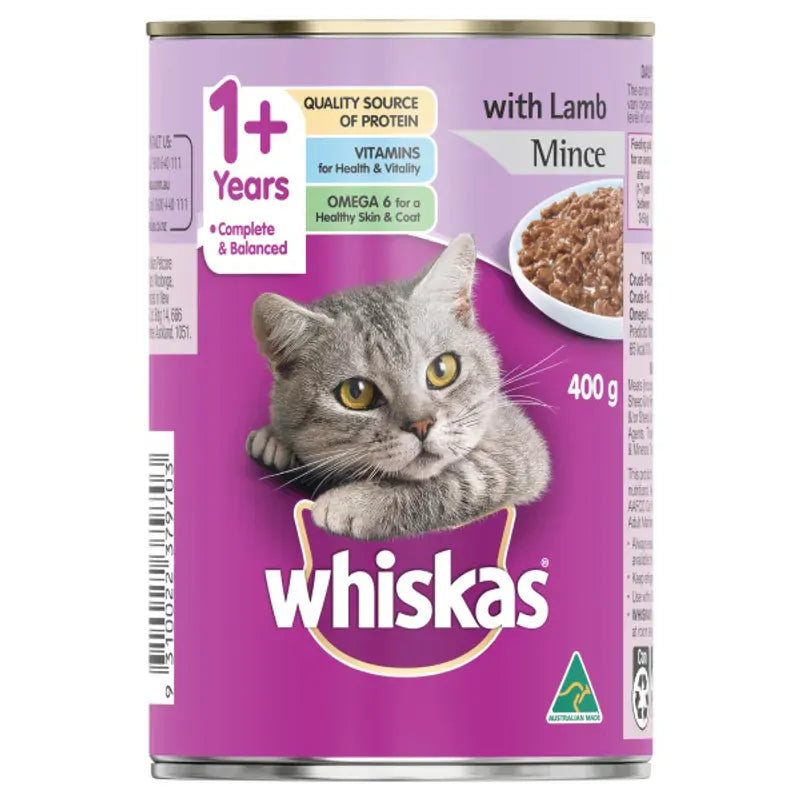 Whiskas Wet Lamb Mince 400G 24Pk (Om24)