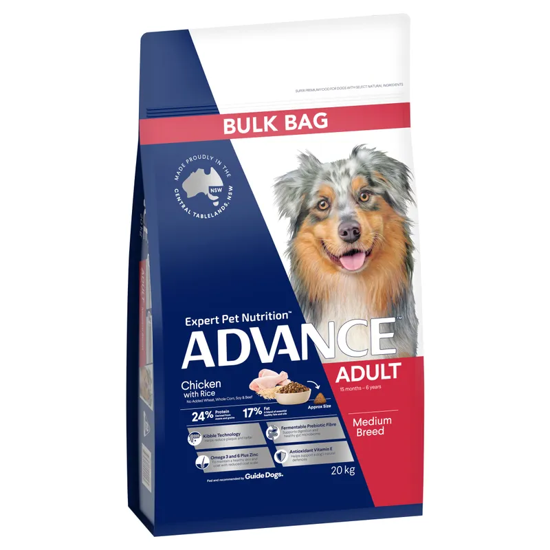 Advance Medium Breed Adult Dry Dog Food Chicken with Rice 20kg Breeder Bag