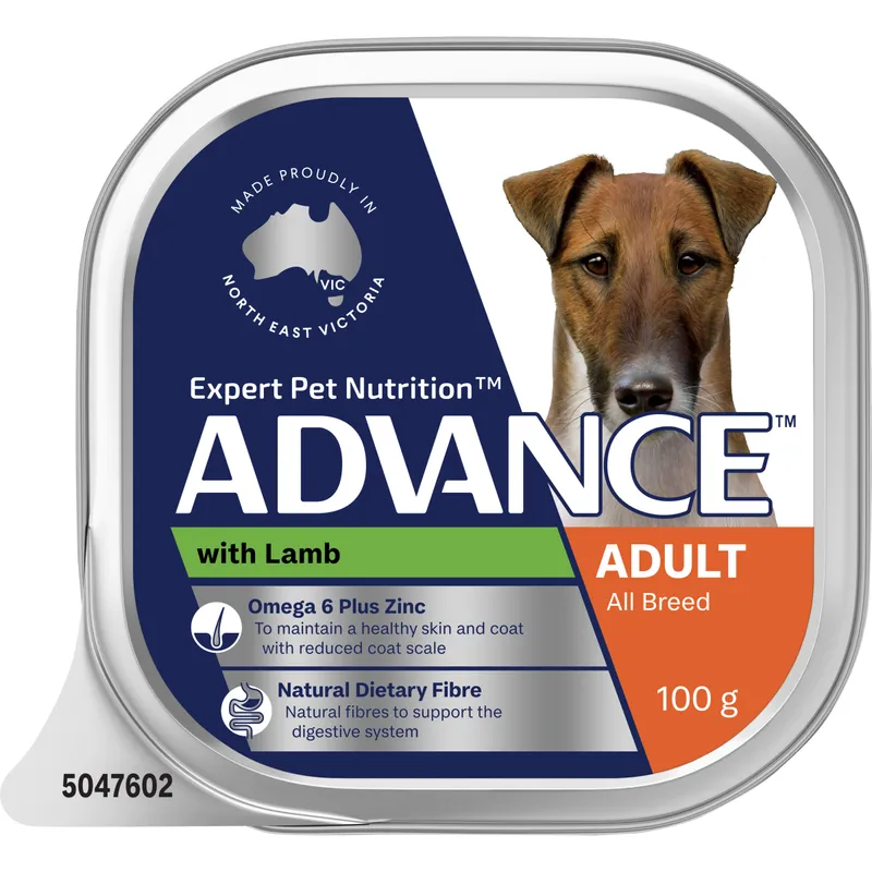 Advance Adult Dog Wet Food with Lamb 100g Trays 12 Pack