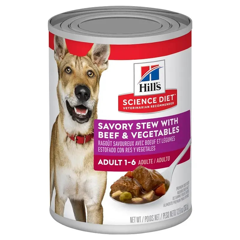 Hills Dog Adult Savory Stew Beef Veg 362G 12Pk(Om12)
