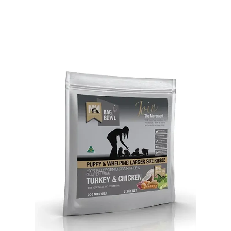 Meals for Mutts Puppy Grain Free Turkey and Chicken Large Kibble Dry Dog Food 2.5kg