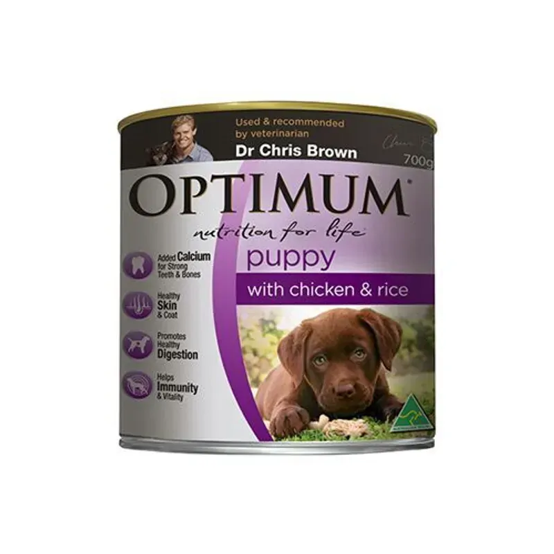 Optimum Dog Wet Puppy Chicken Rice 700G 12Pk(Om12)