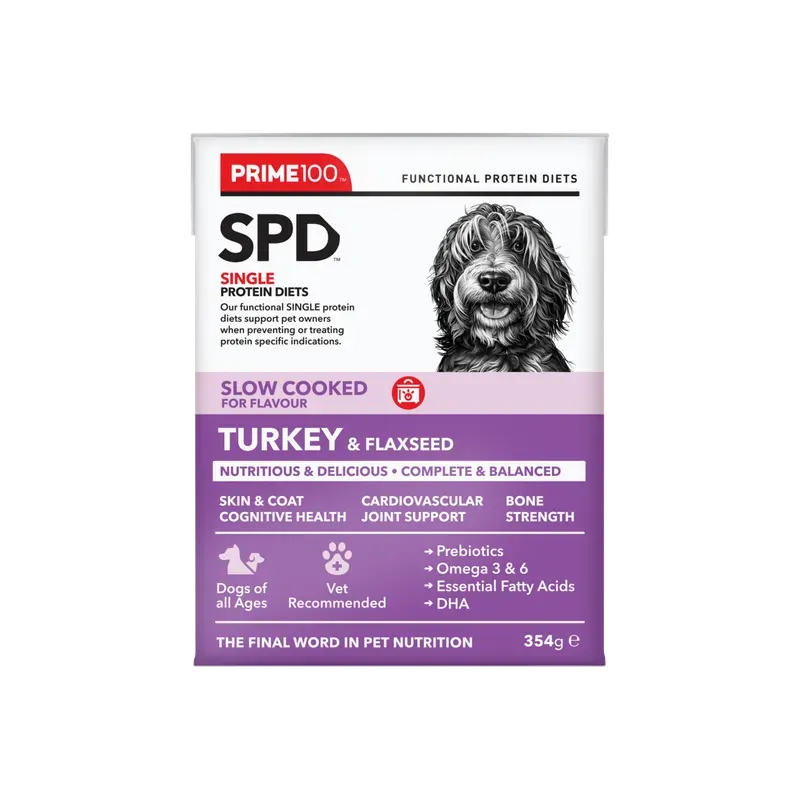 Prime Spd Slow Cooked Turkey & Flaxseed 354G 12Pk (Om12)