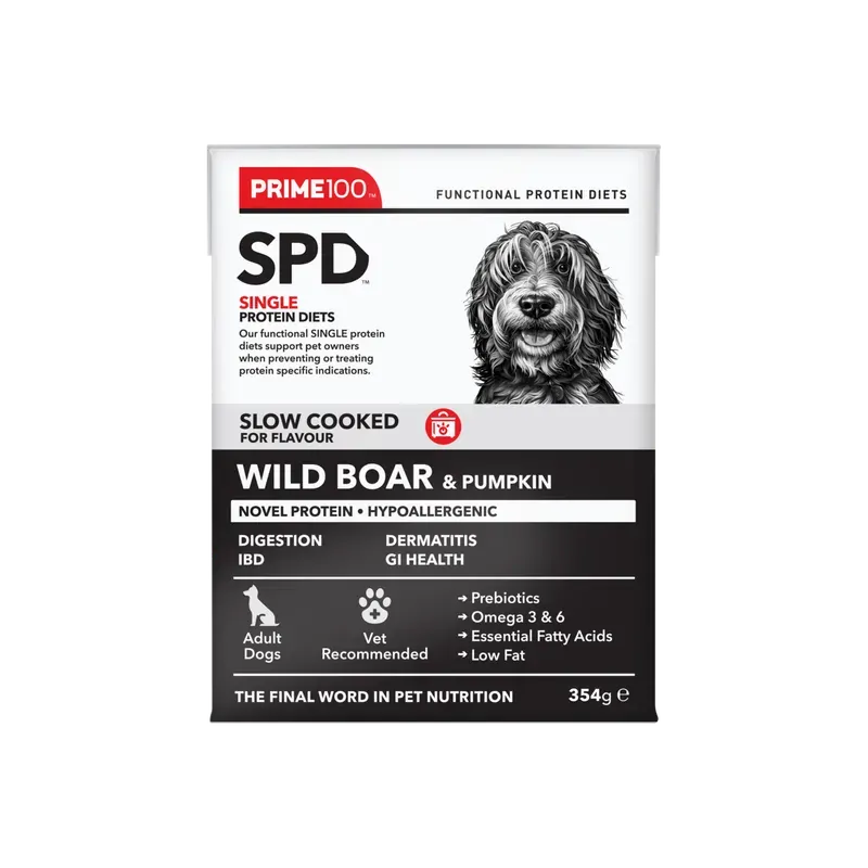 Prime100 SPD Slow Cooked Wild Boar and Pumpkin Wet Dog Food 354g x 12 Pack