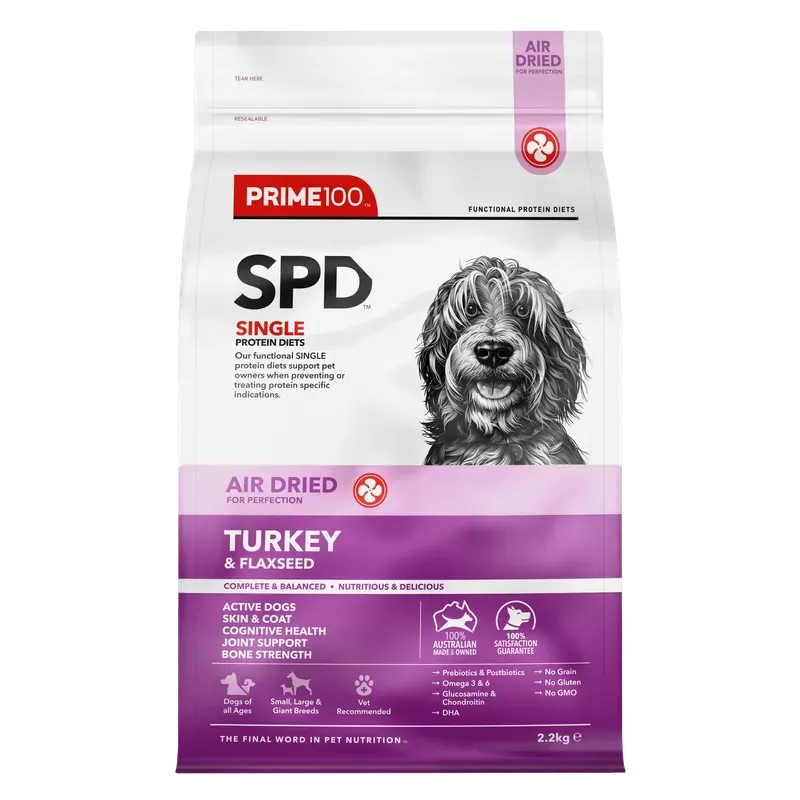 Prime100 SPD Air Dried Turkey and Flaxseed Dog Food 2.2kg
