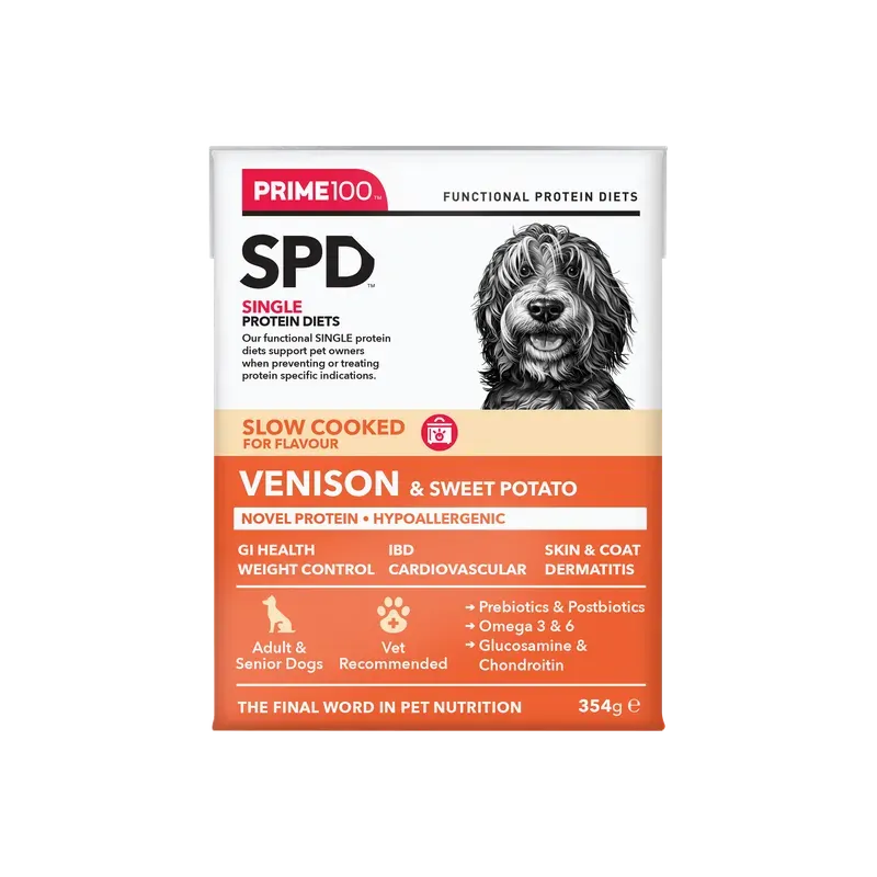 Prime100 SPD Slow Cooked Venison and Sweet Potato Wet Dog Food 354g x 12 Pack