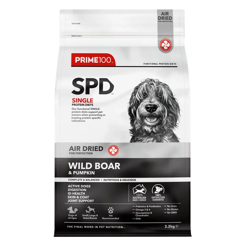 Prime100 SPD Air Dried Wild Boar and Pumpkin Dog Food 2.2kg