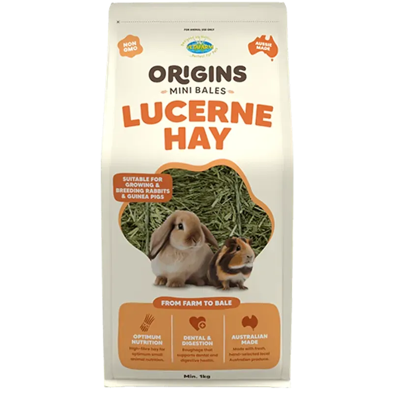 Vetafarm Origins Mini Bale Lucerne Hay 1Kg