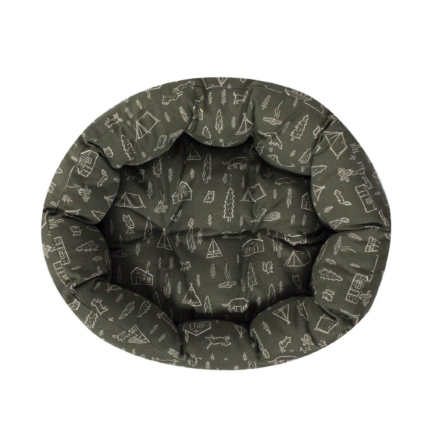 Fringe Studio Camping Olive Round Cuddler Dog Bed - Small