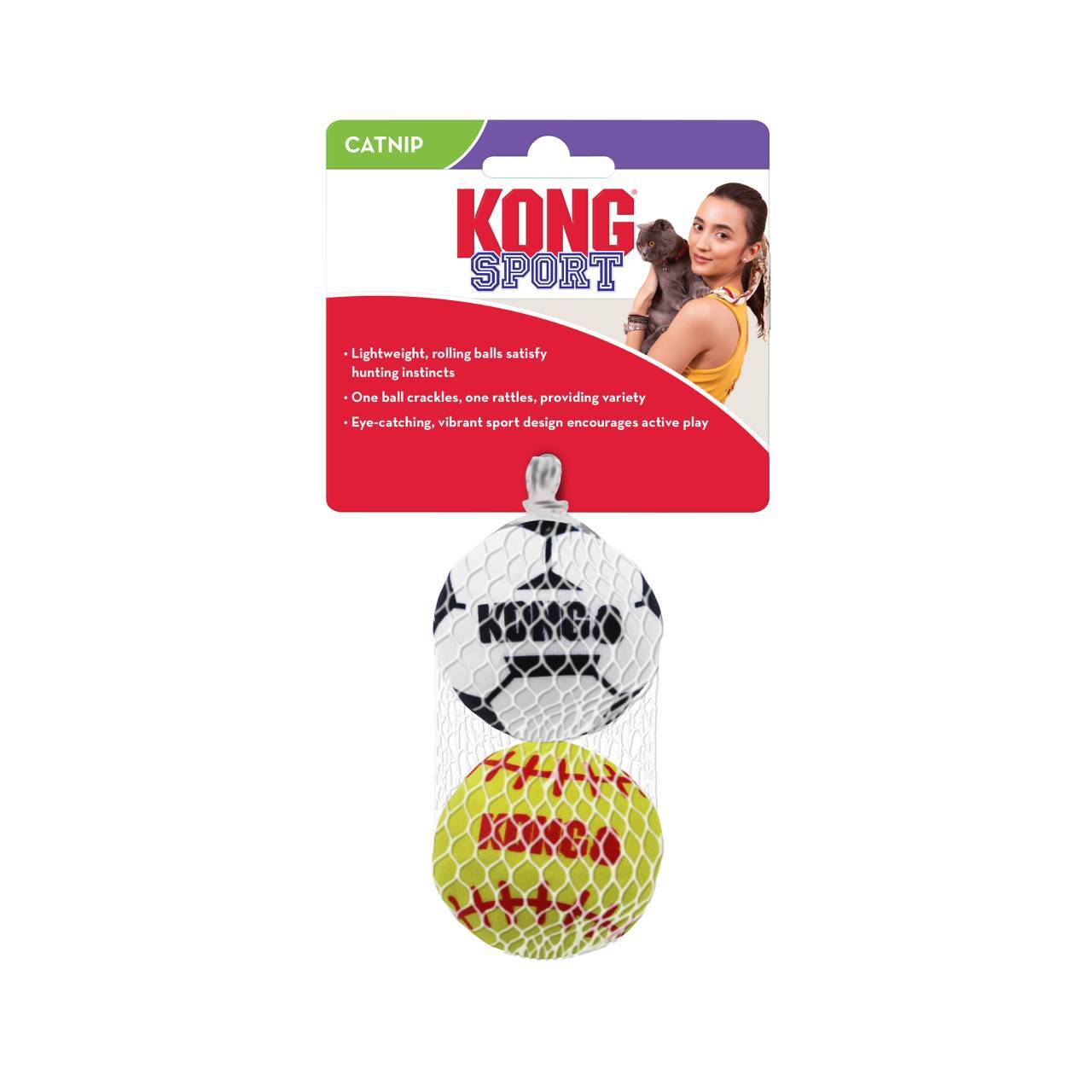 3 x KONG Sport Fetch Balls for Cats Bulk Assorted Colours Bulk