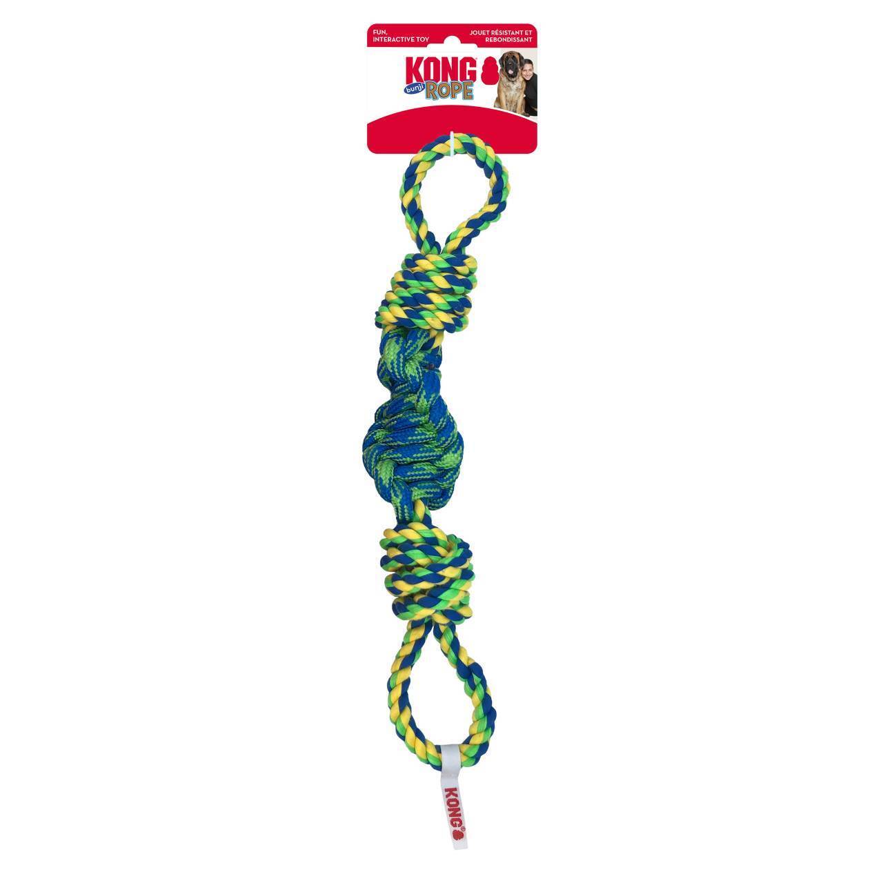 4 x KONG Rope Bunji Tug Dog Toy in Assorted Colours Bulk Small