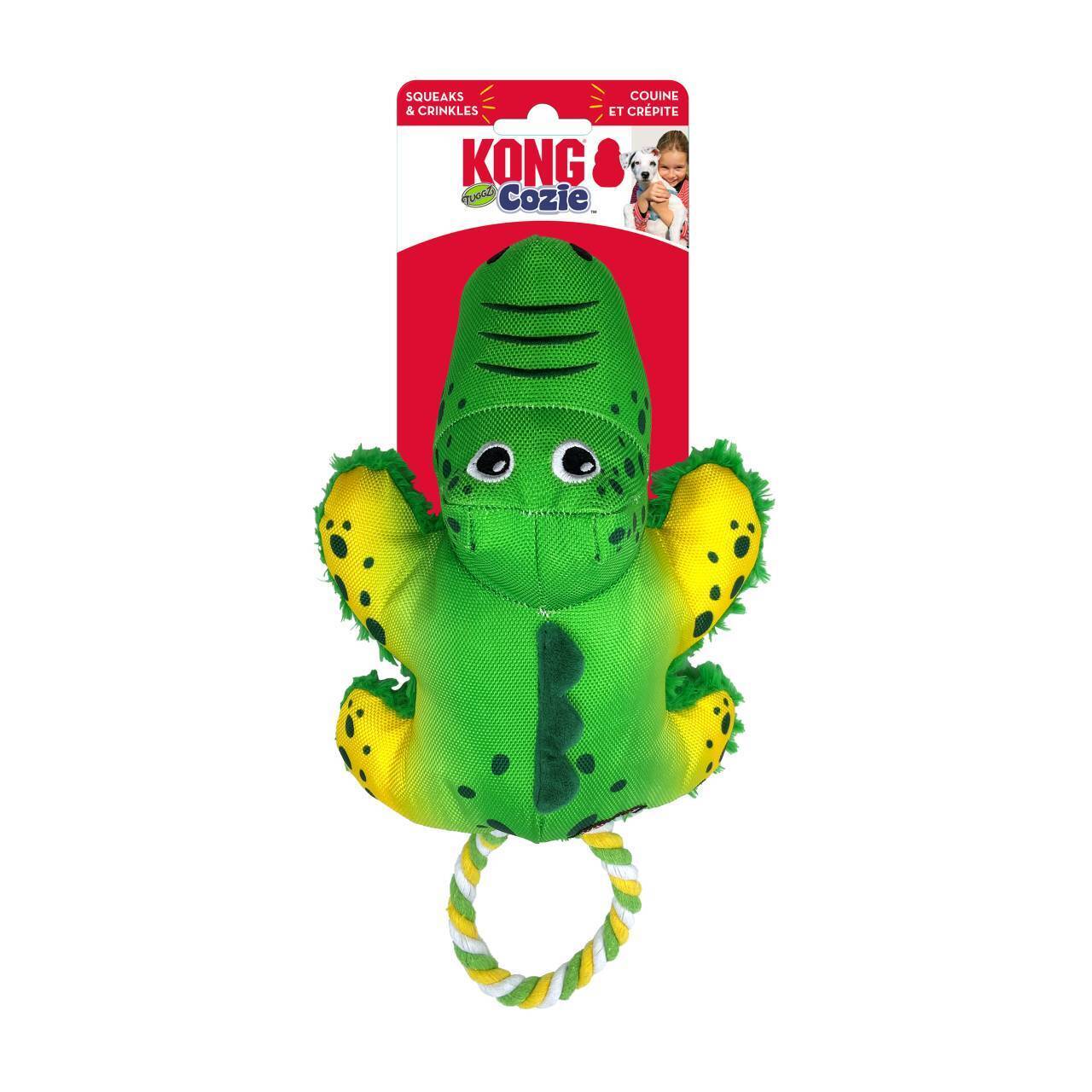 3 x KONG Cozie Tuggz Rope Sqeueaker Dog Toy - Alligator Bulk Small/Medium