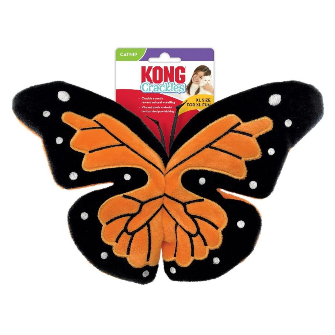 3 x KONG Crackles Flutterz Crinkly Catnip Cat Toy -Assorted Colours