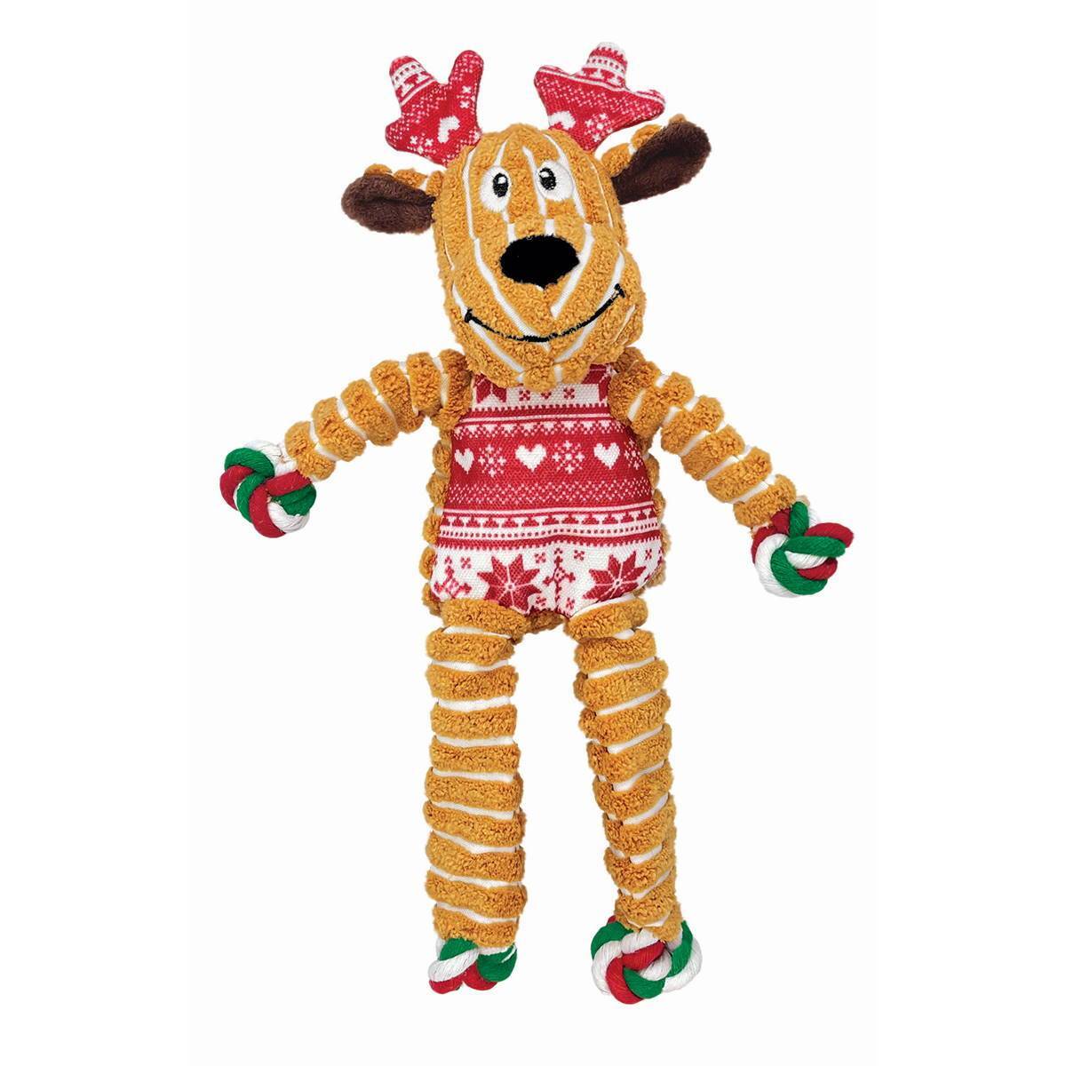 KONG Christmas Holiday Floppy Knots Reindeer Plush Dog Toy - Pack of 3 Assorted