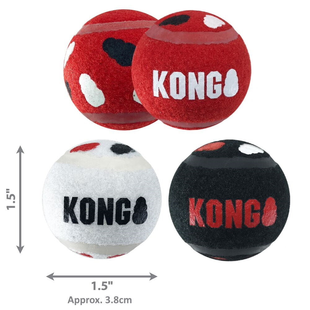 3 x KONG Signature Sport Balls Fetch Dog Toys - pack of 3 X-Small Balls