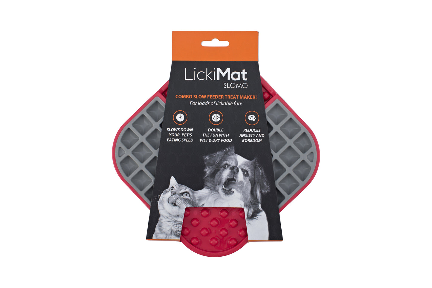 LickiMat Slomo Wet & Dry Double Slow Food Dog Bowl - Red
