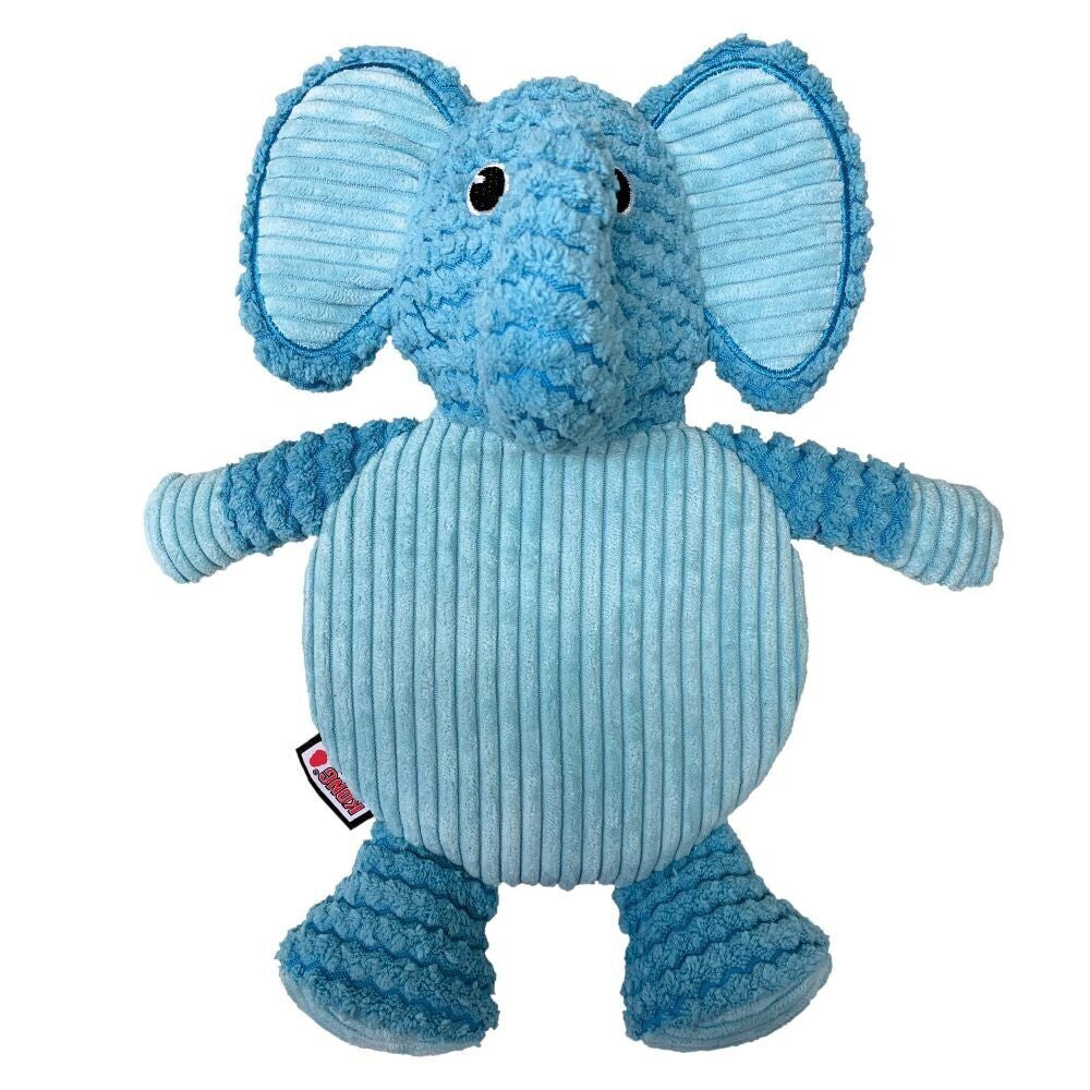 3 x KONG Low Stuff Crackle Tummiez Plush Textured Squeaker Dog Toy - Elephant