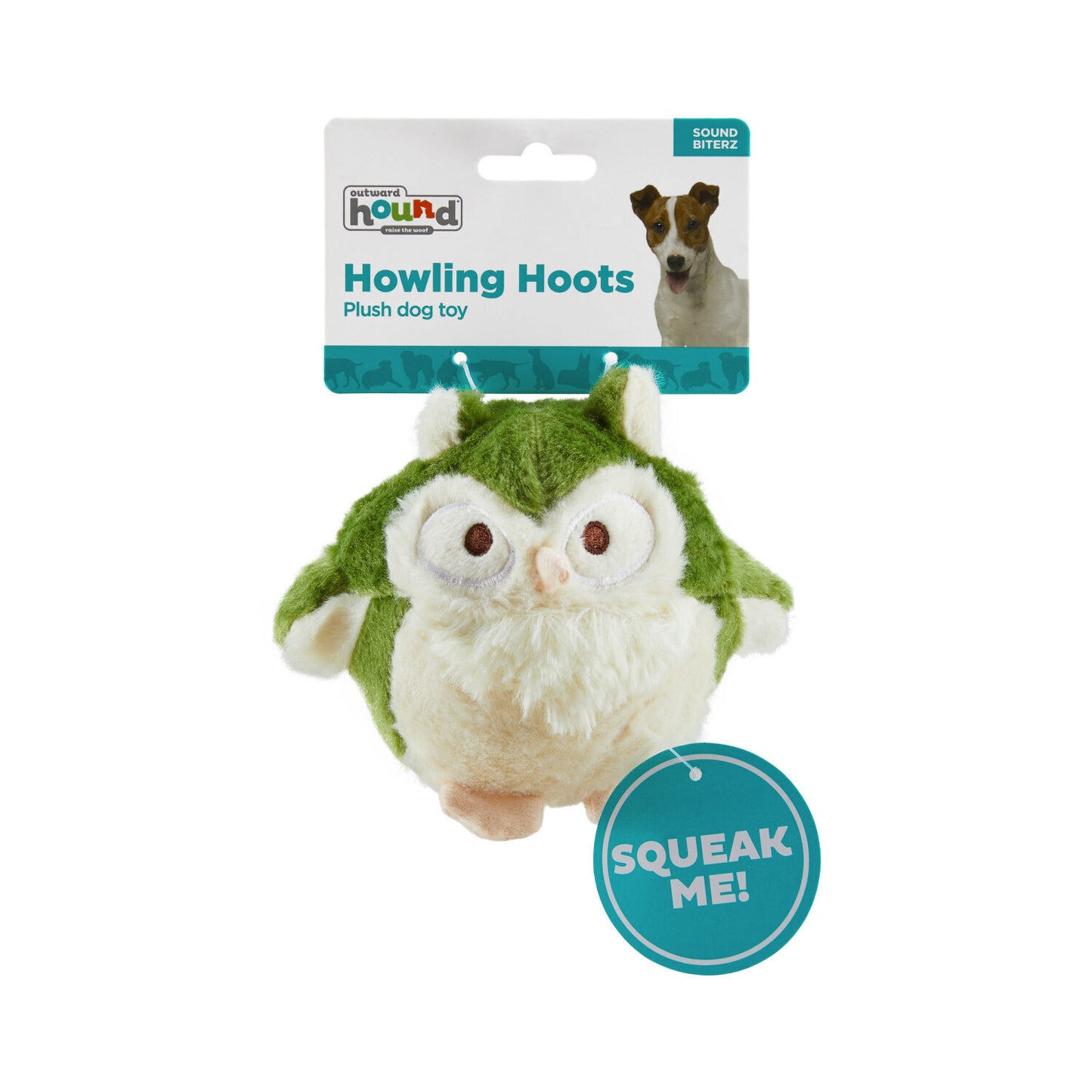 Outward Hound Durable Plush Dog Toy - Howling Hoots Green