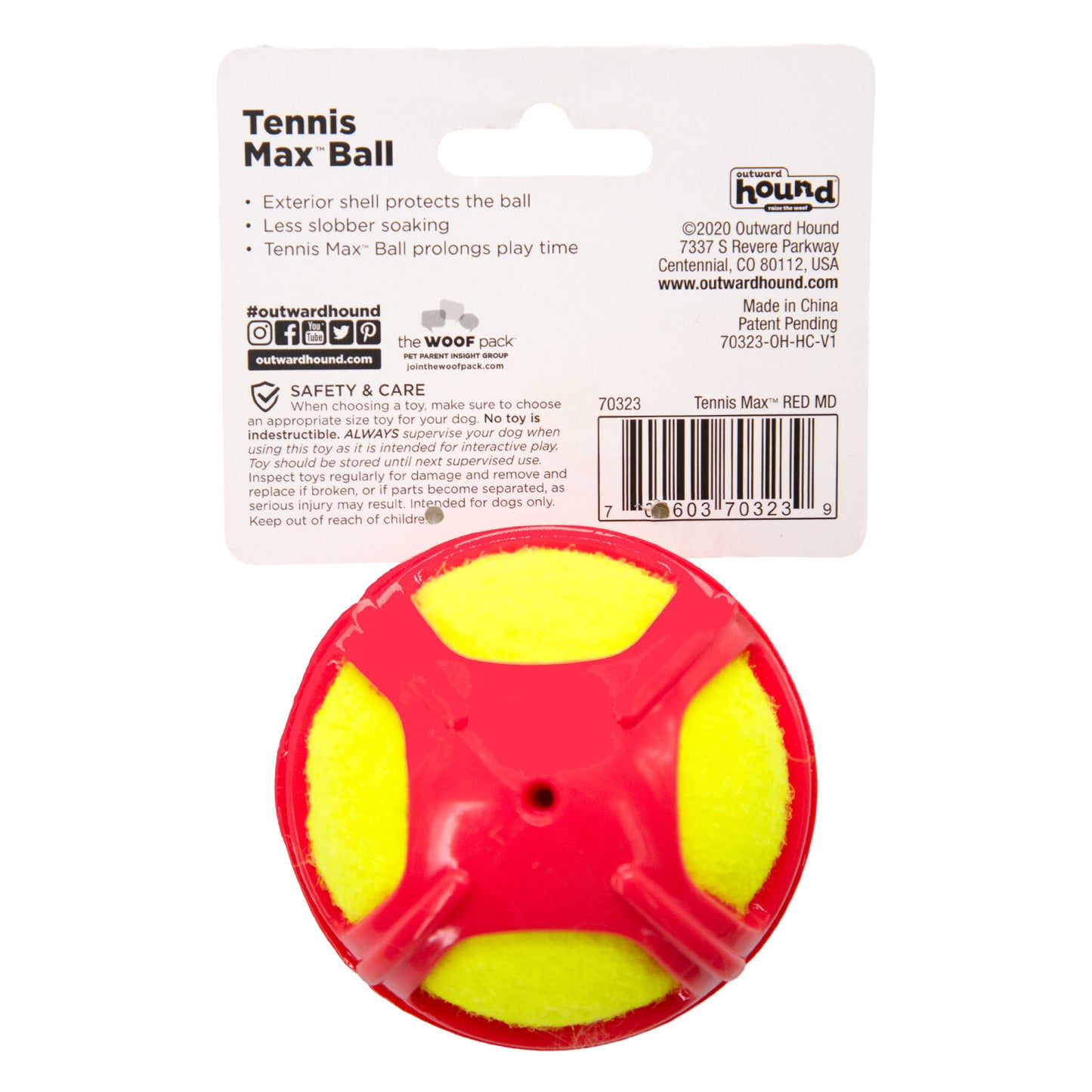 Outward Hound Tennis Max Fetch Dog Ball with Rubber Shell - BlueRed Medium