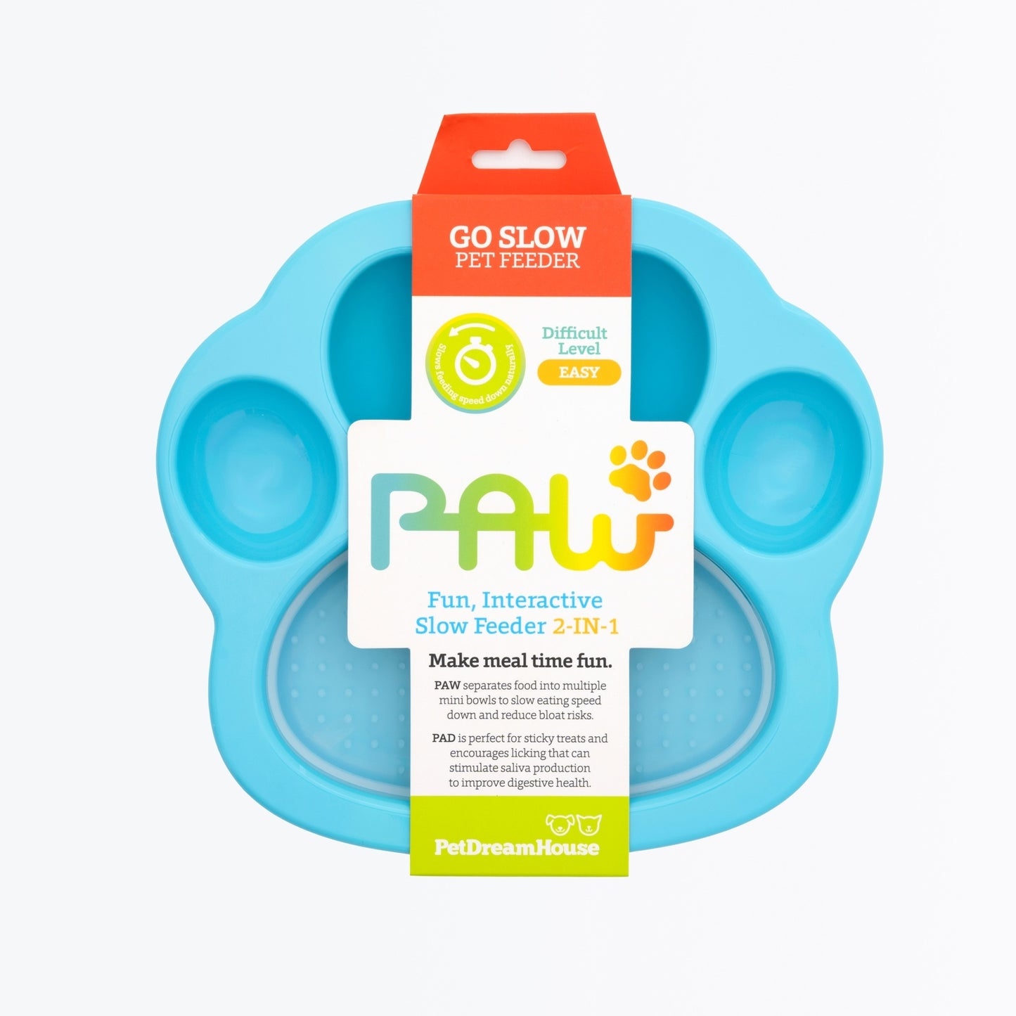 PAW 2-in-1 Slow Mini Slow Feeder & Lick Pad for Cats & Small Dogs - Baby Blue