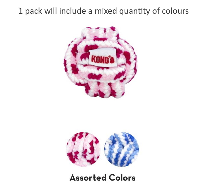 3 x KONG Rope Knot Ball Fetch Dog Toy for Puppies - Large