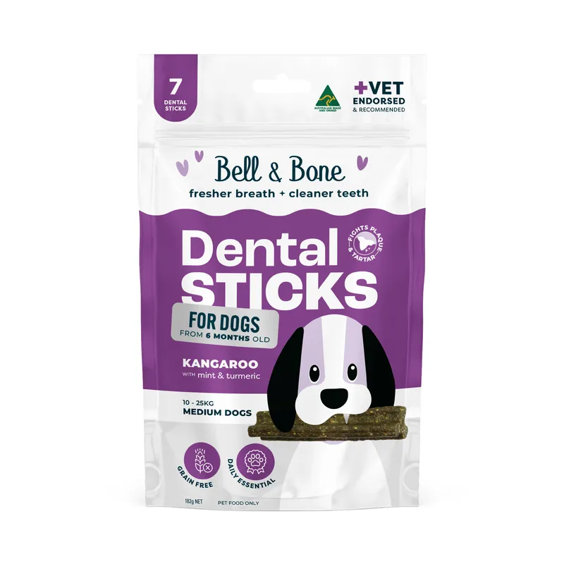 Bell & Bone Dog Dental Sticks Roo Mint & Turmeric Medium