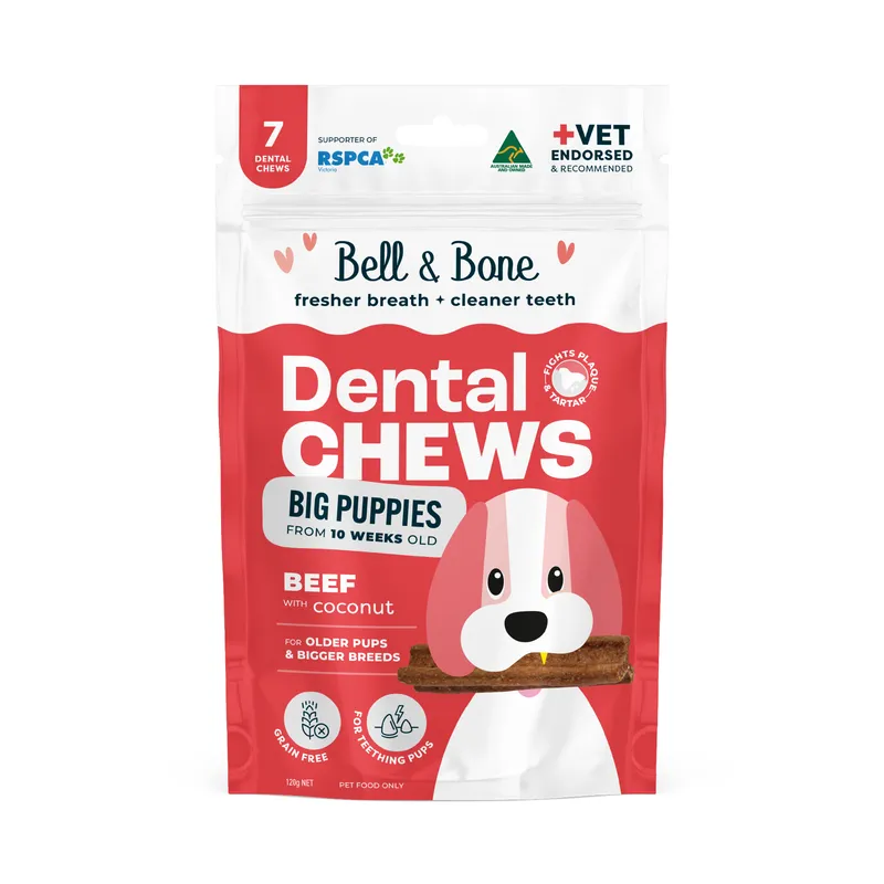 Bell & Bone Puppy Dental Chews Beef & Coconut Large