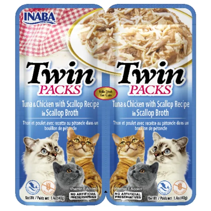 Inaba Twin Packs Tuna and Chicken in Scallop Broth Cat Treats 80g x 6 Pack