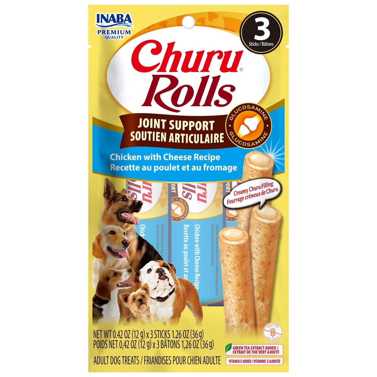Inaba Dog Churu Rolls Joint Support Chicken With Cheese 30