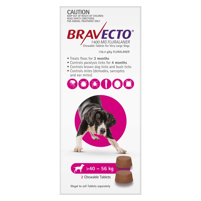Bravecto Dog X Lrg 40Kg - 56Kg (2Pk) Purple