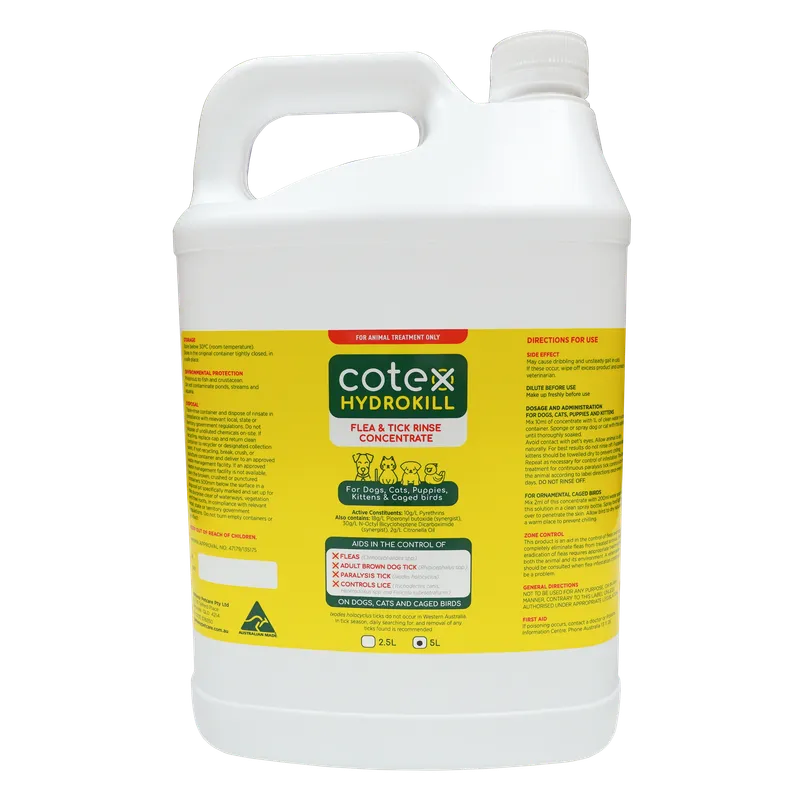 Cotex Hydrokill Flea and Tick Rinse Concentrate 5L