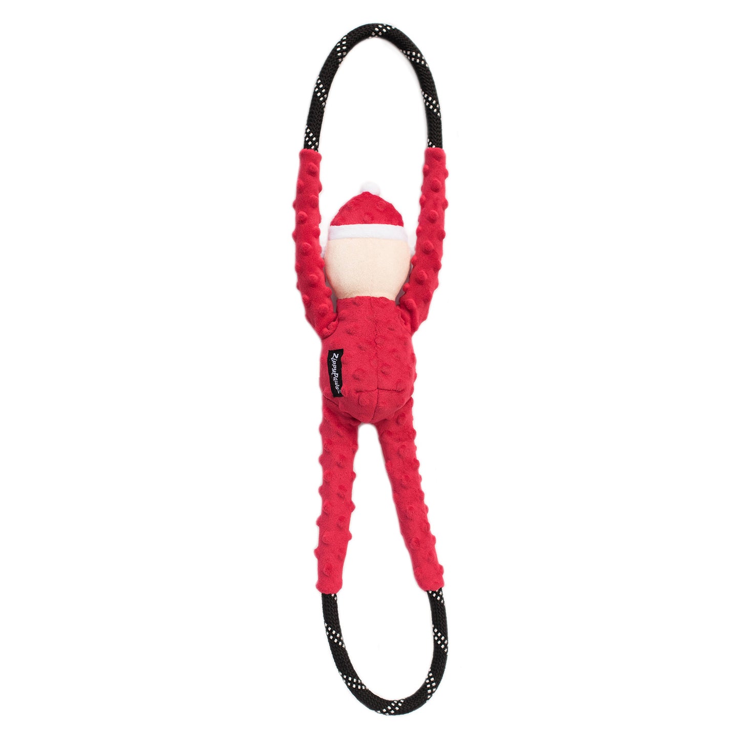 Zippy Paws Plush Squeaker Dog Toy - Christmas Holiday RopeTugz - Santa