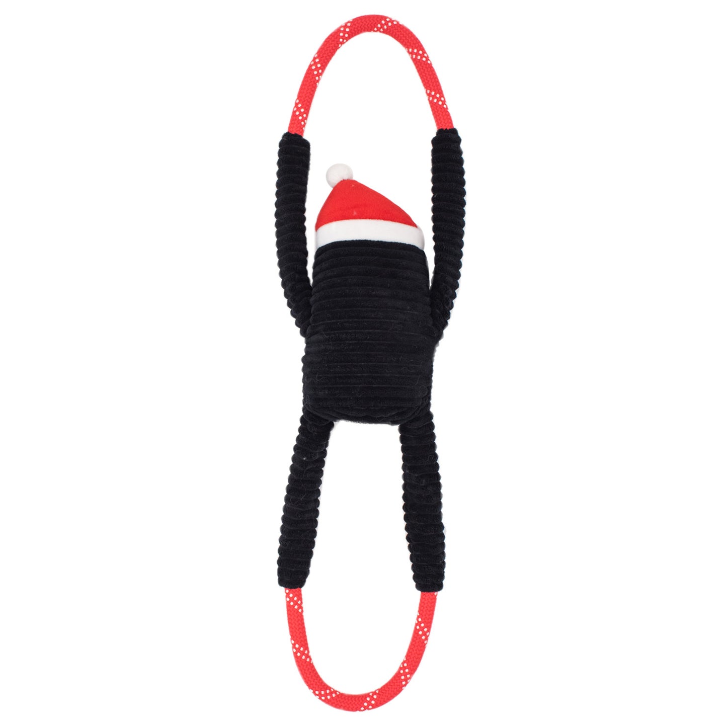 Zippy Paws Plush Squeaker Dog Toy - Christmas Holiday RopeTugz - Penguin