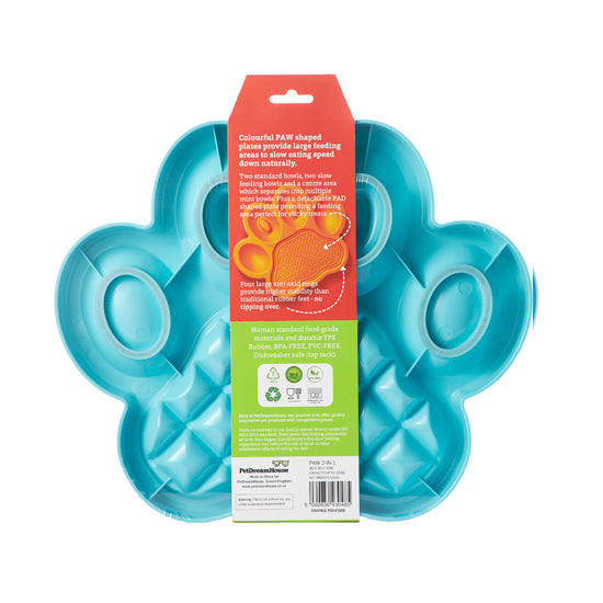 PAW 2-in-1 Slow Feeder Bowl & Lick Pad Combo - Blue