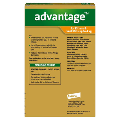 Advantage Cats Under 4kg 4's