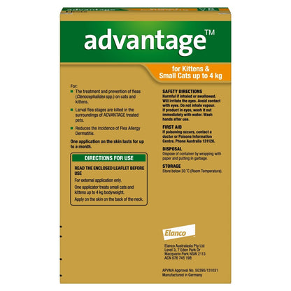 Advantage Cats Under 4kg 6's