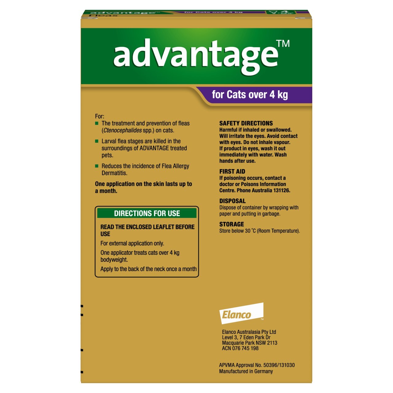 Advantage Cats Over 4kg 4's