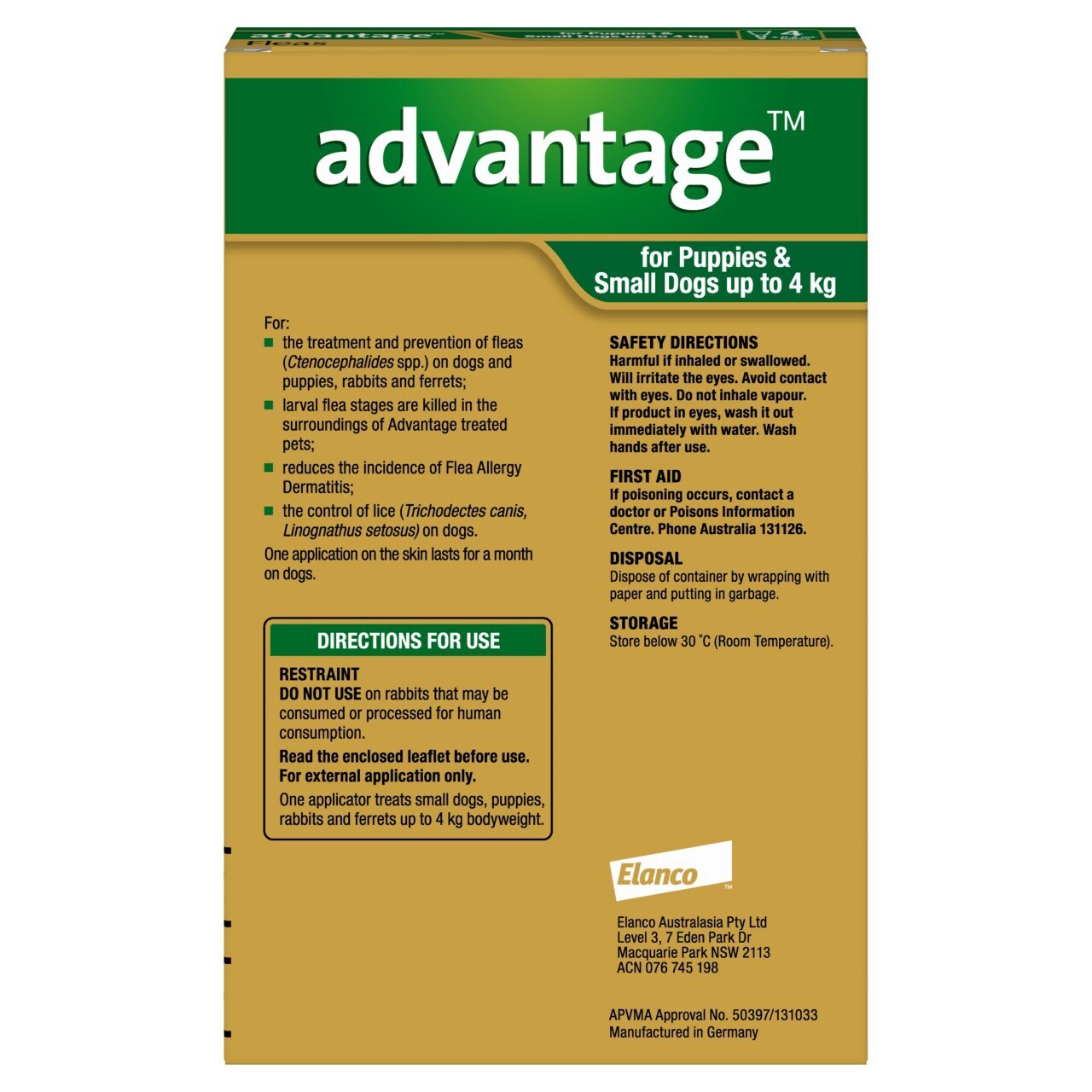 Advantage Dogs under 4kg - 4's