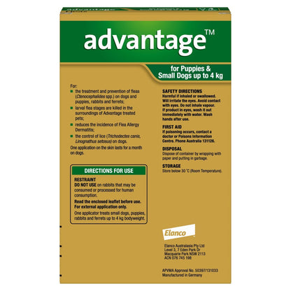 Advantage Dogs under 4kg - 4's