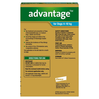 Advantage Dog 4-10kg 6's