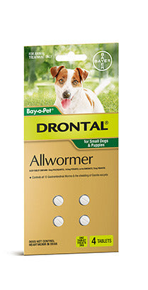 Drontal All-Wormer for Small Dogs & Puppies to 3kg - 4 Tablets
