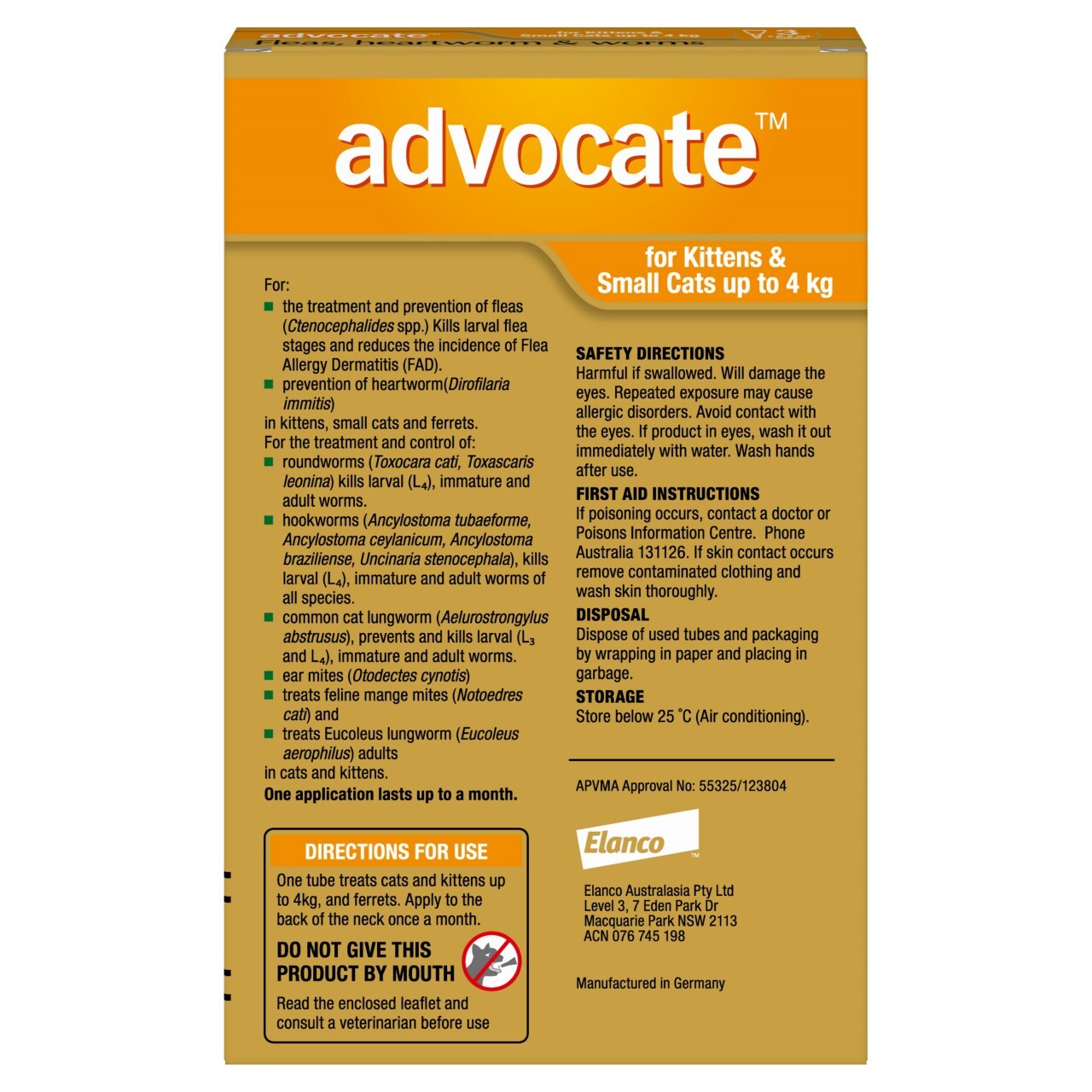 Advocate Cat under 4kg 3'S
